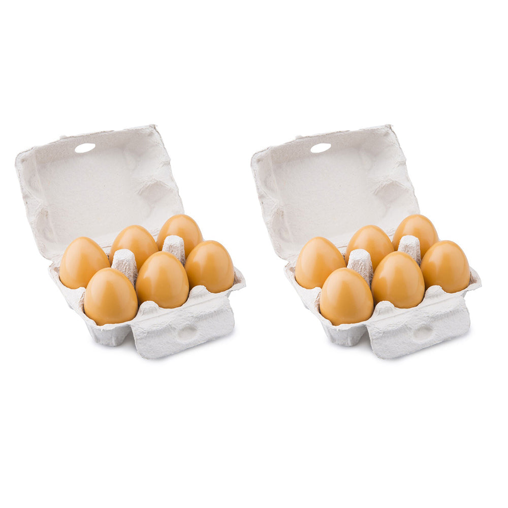 New Classic Toys 6pc New Classic Toys Wooden Eggs in a Carton Kids/Children Pretend Toy 24m+ (2 Pack)