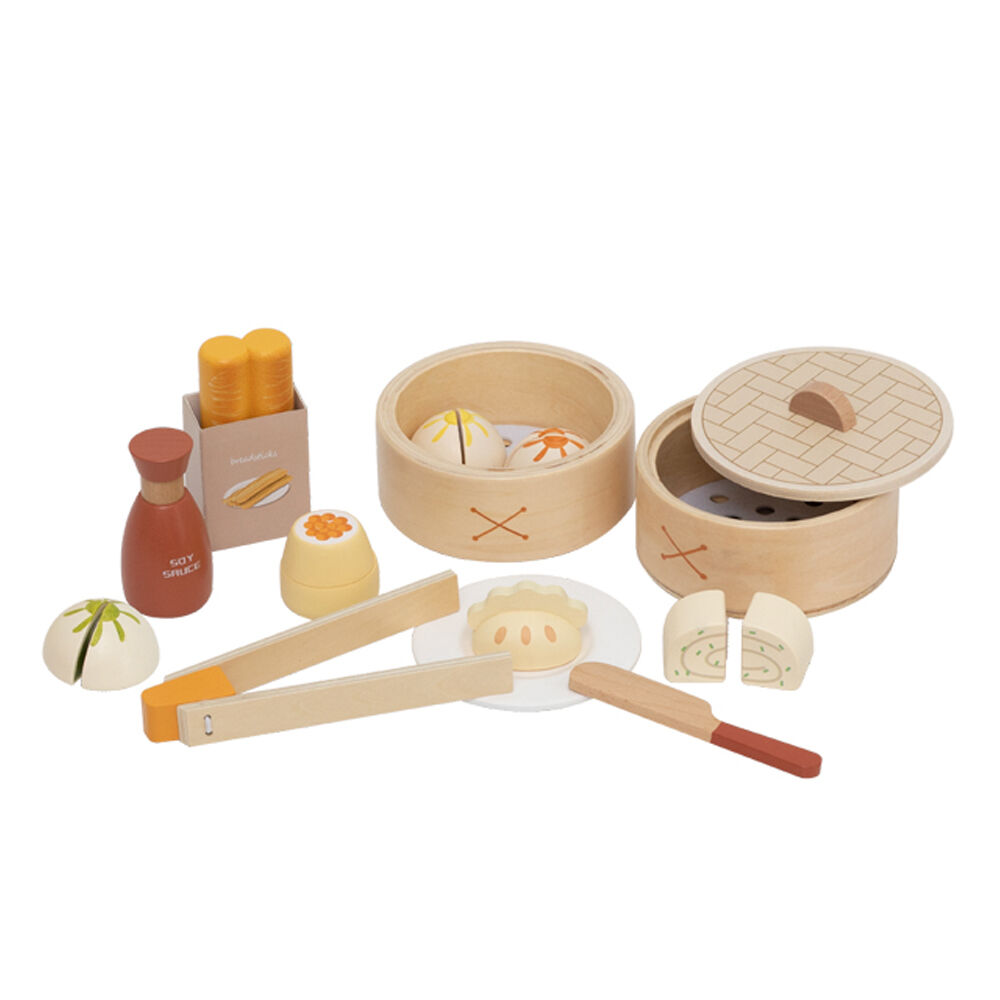 New Classic Toys 3y+ Kids Pretend Play Kitchen Dim Sum Food Wooden Toy 23cm