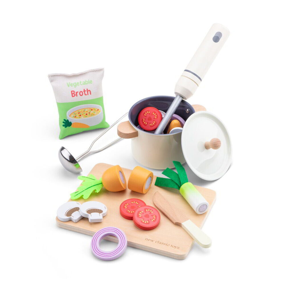 New Classic Toys 24m+ Kids Pretend Play Kitchen Soup Making Wooden Toy 30cm