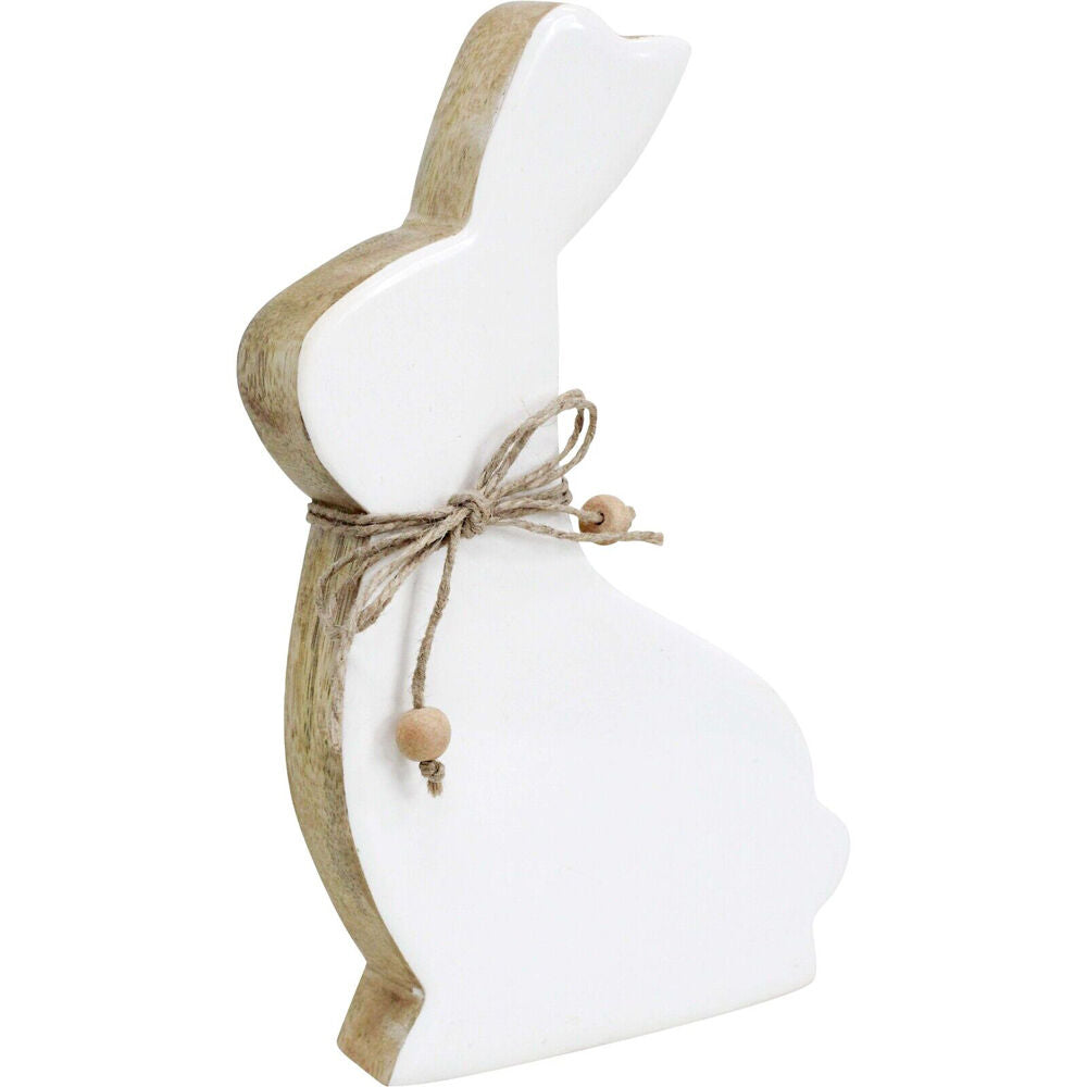 LVD 19.5x12.5cm White-Washed Large Wooden Easter Rabbit Squat Home Decor — image 2