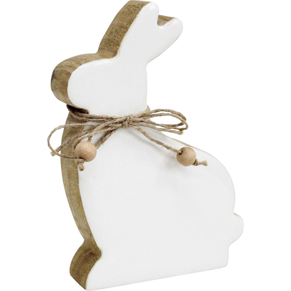 LVD Medium Wooden Easter Rabbit Squat Home Decor 14.5x9cm White-Washed (2 Pack) — image 3