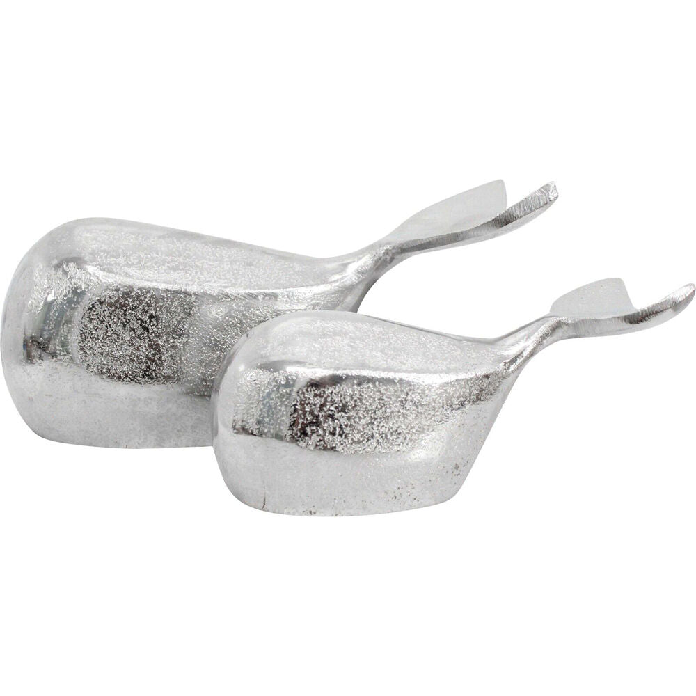 LVD 16x5.5cm Silver Medium Metal Nautical Moby Whale Home Decoration — image 2