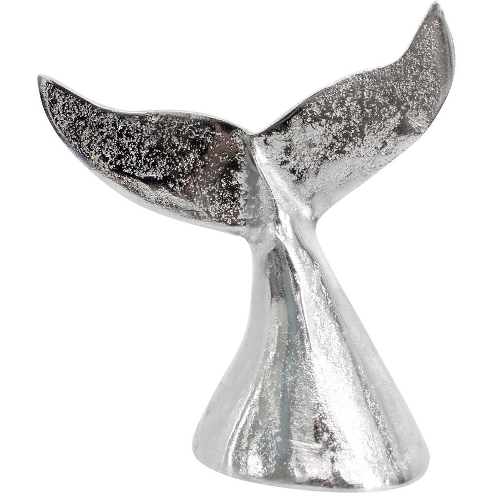 LVD Medium Metal Whale Tail Decorative Sculpture 13x15cm Silver Chrome (2 Pack) — image 2