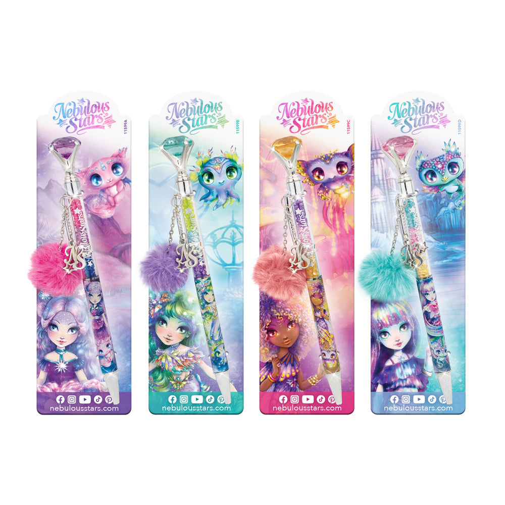 Nebulous Stars Gem-Filled Diamond Ballpoint Pen w/ Charm Writing Ballpen Asst
