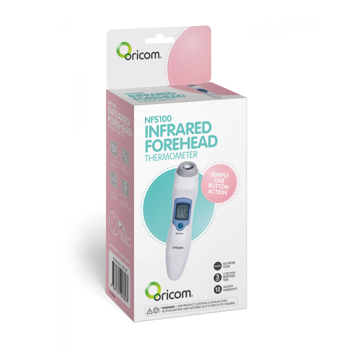 Oricom NFS100 Digital Infrared Baby/Child Forehead Thermometer Fast Reading 1m+ — image 2