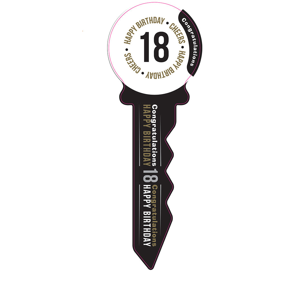 LMD Small 18th Birthday Key Black Gold Novelty Birthday Party Statue Decor Display