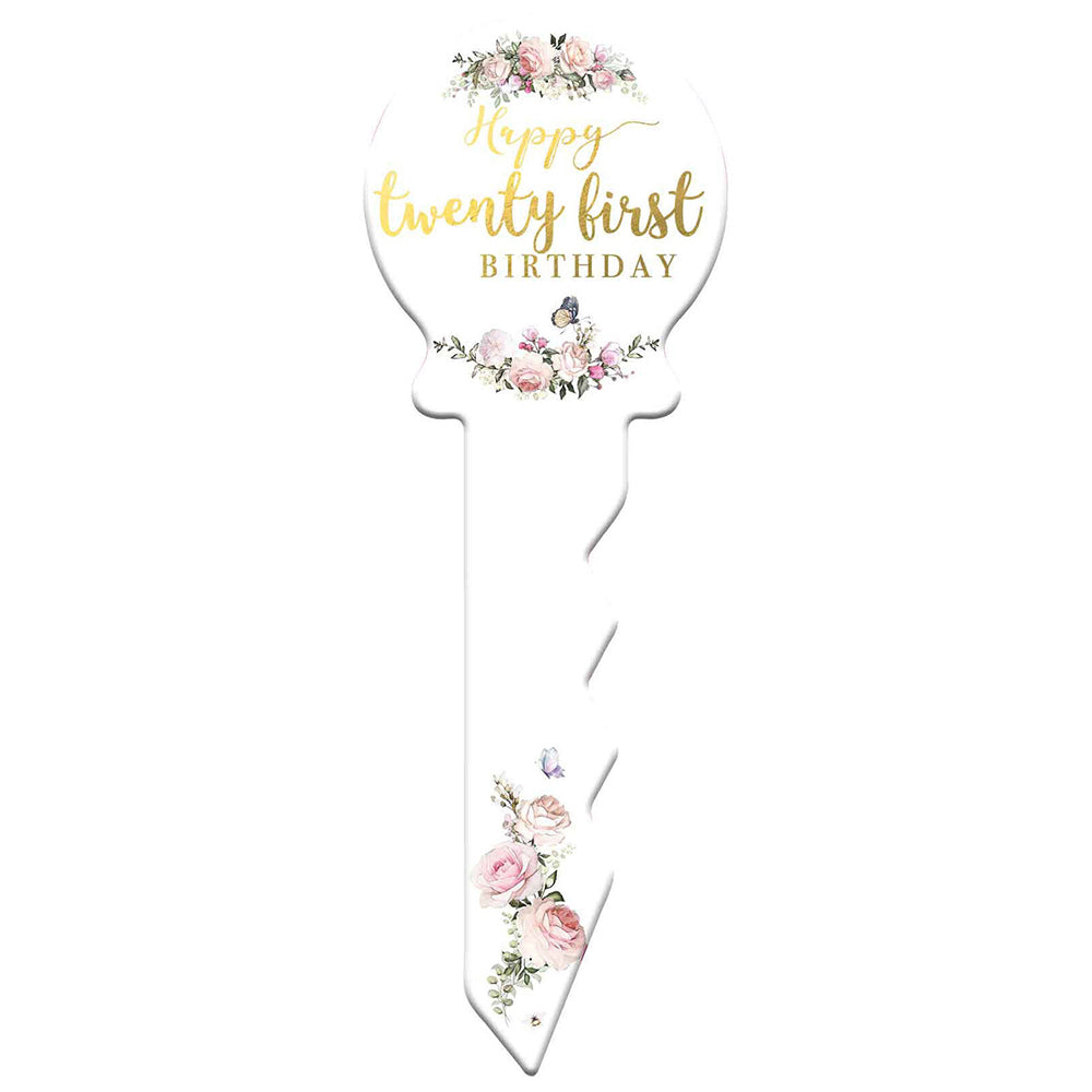 LMD 21st Birthday Key Pretty Floral 30cm Novelty Celebration Signing Gift Set