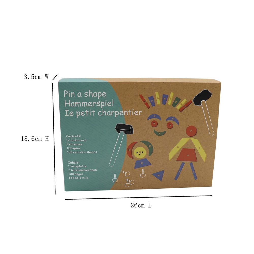 Kaper Kidz Tap a Shape Kids Wooden Toy Activity Game Play w/ Hammer/Nails 3+ — image 2