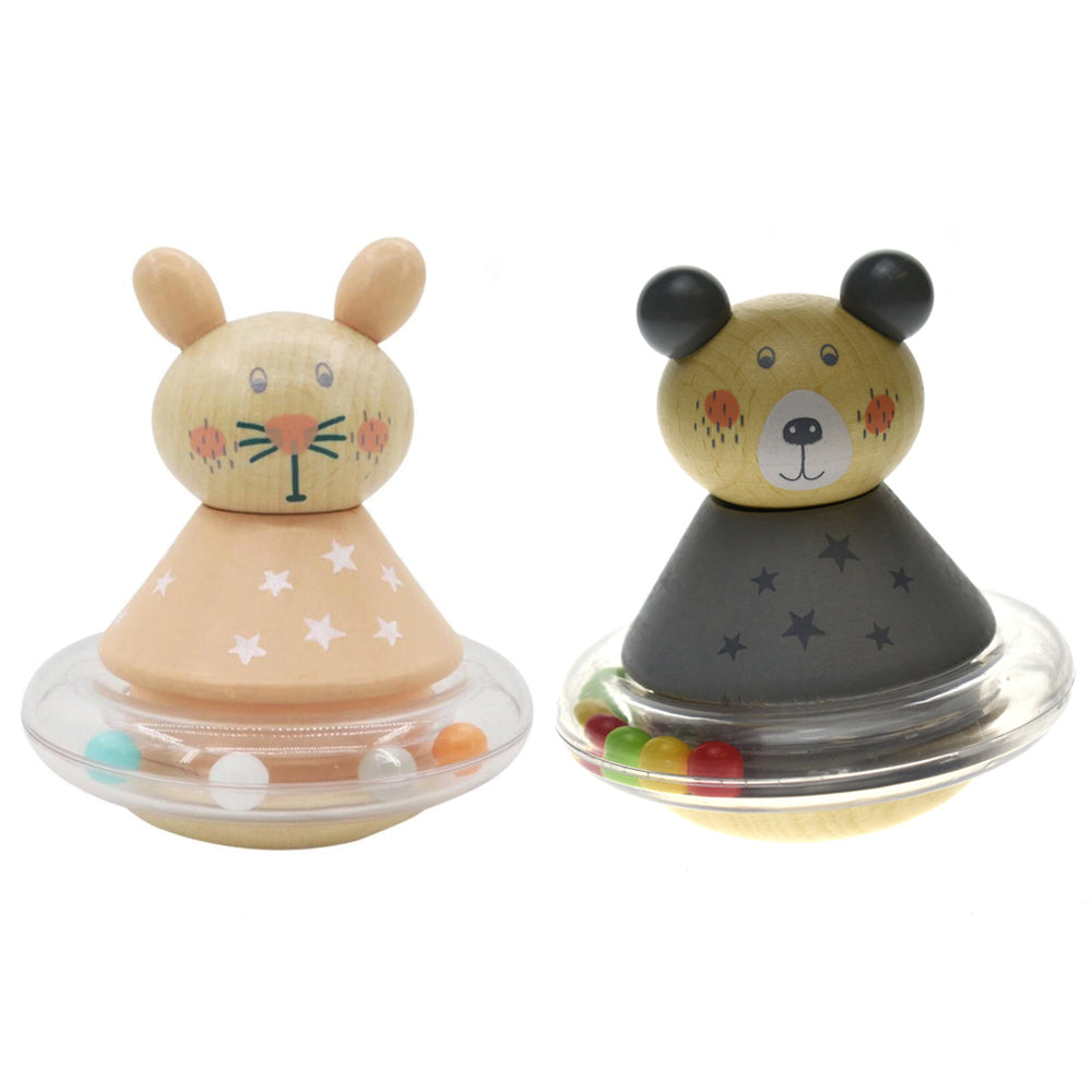 Kaper Kidz Wooden Animal Roly-Poly Children's Bear & Rabbit Kids Toy Set 0m+