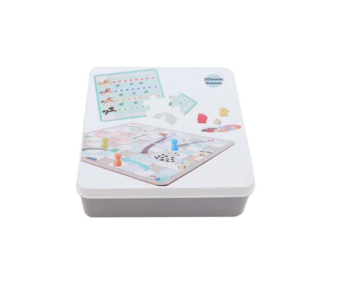 Kaper Kidz 2-in-1 Board Game In Tin Box Snake & Ladder Horse Racing Kids 3+ (26 Pieces) — image 2