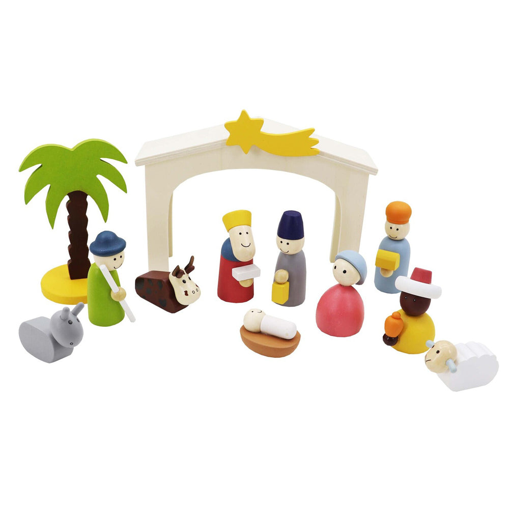Kaper Kidz Christmas Kids/Toddler Wooden Nativity Playset Figures Toy Set 3y+