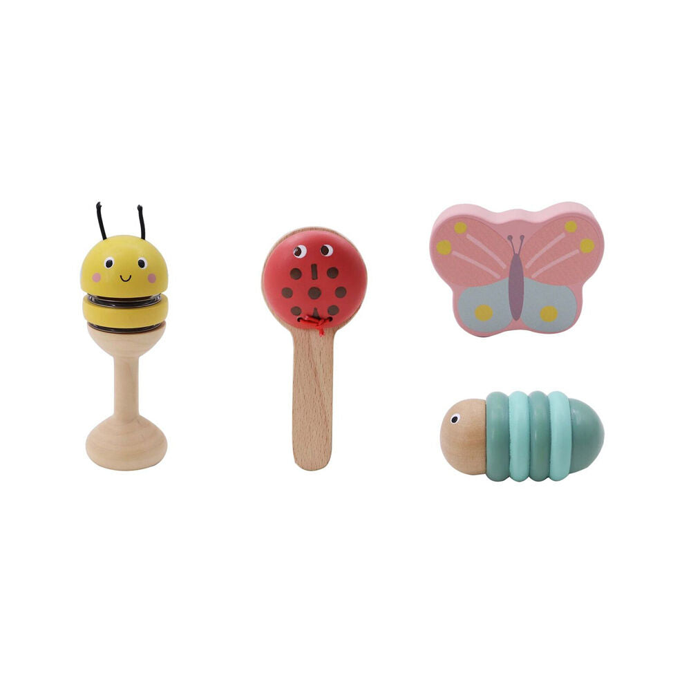 Kaper Kidz Wooden Spring Insect Kids/Toddler Interactive Music Toy Set 18m+ (4 Pieces)