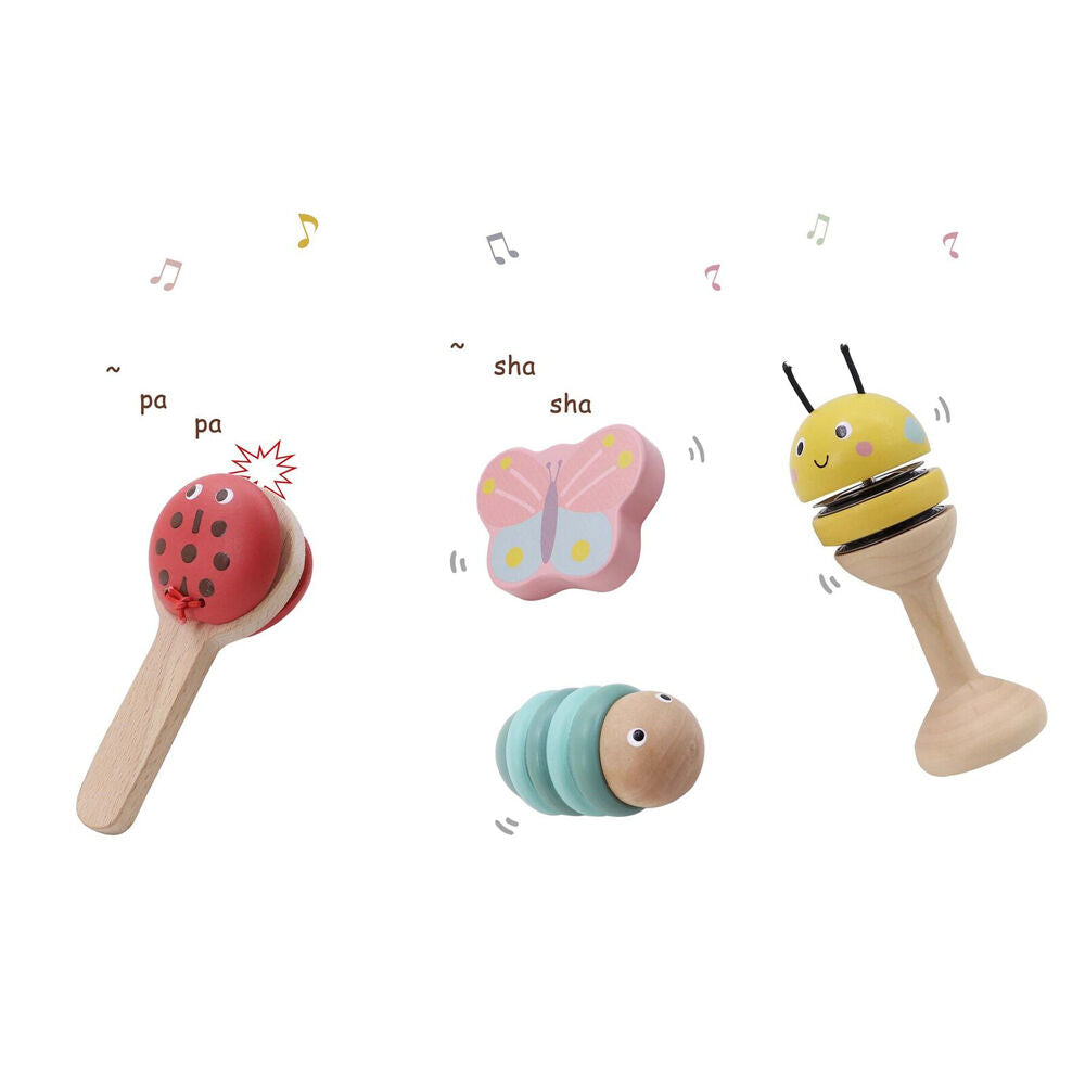 Kaper Kidz Wooden Spring Insect Kids/Toddler Interactive Music Toy Set 18m+ (4 Pieces) — image 2