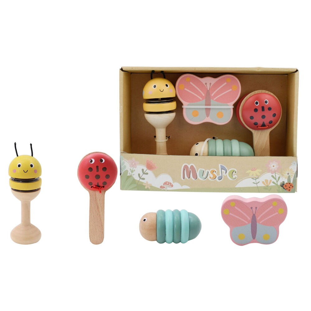 Kaper Kidz Wooden Spring Insect Kids/Toddler Interactive Music Toy Set 18m+ (4 Pieces) — image 4