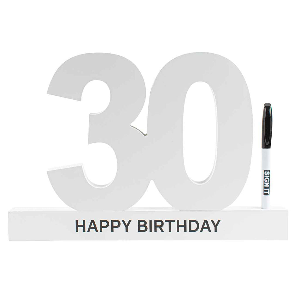 LMD 30th Birthday Signature Block White With Marker Celebration Message Statue