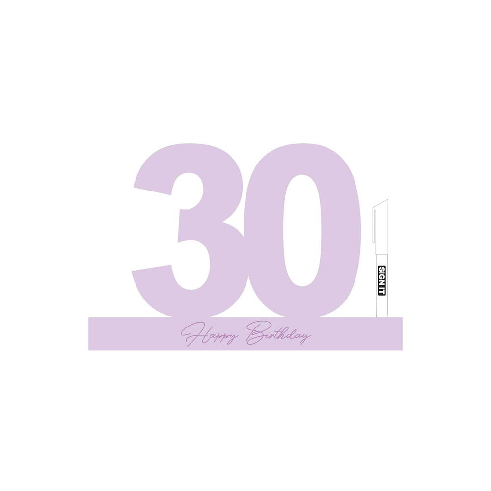 LMD 30 Periwinkle Purple Signature Block Birthday Celebration Message Statue