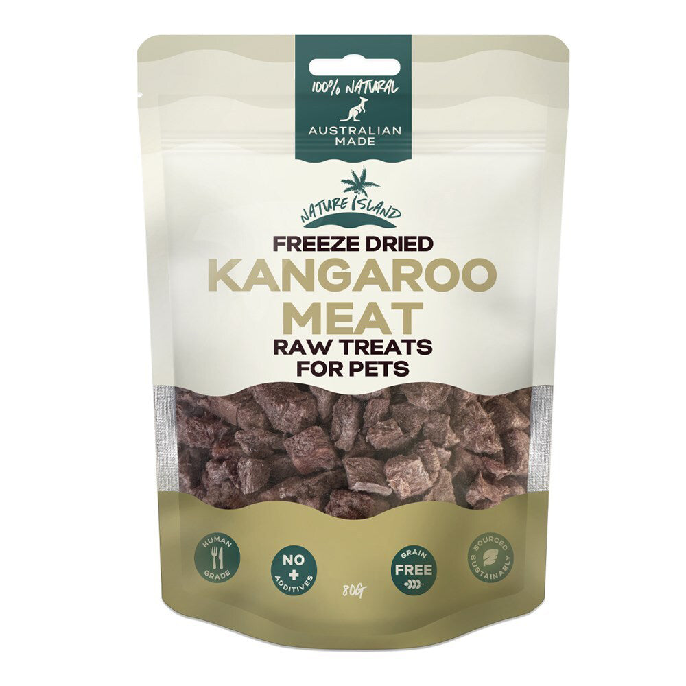 Nature Island Treats 80g Pets Dog/Cat Raw Freeze Dried Kangaroo Meat Human Grade