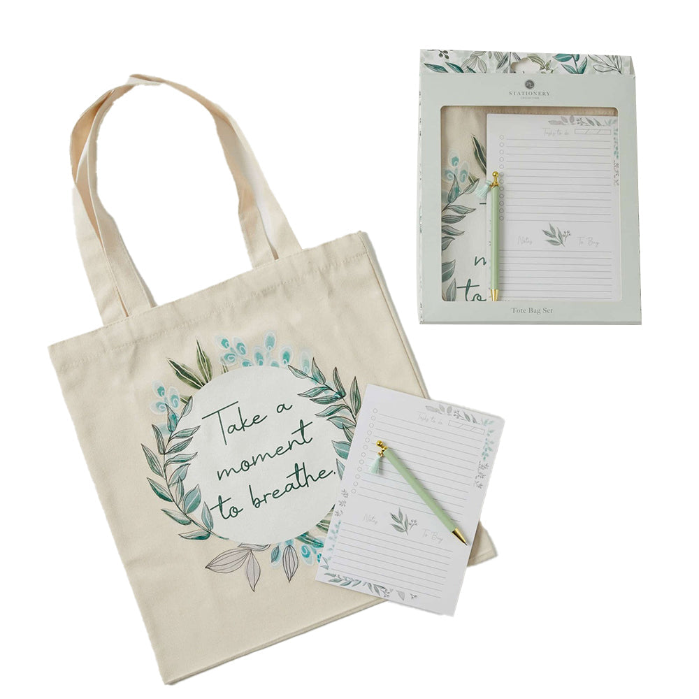 Pilbeam Living Clarity Cotton Tote Bag/Notepad Paper/Pen Stationery Gift Set (3 Pieces)