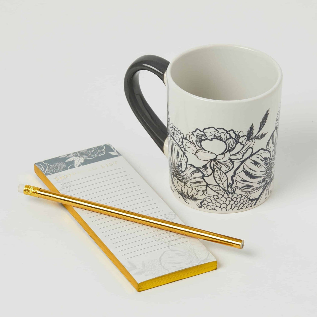 Pilbeam Living Noir 400ml Ceramic Mug/Notepad/Pencil Stationery Gift Set (3 Pieces) — image 2