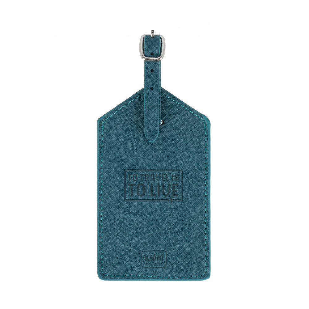 Legami PU Leather Suitcase Luggage Tag Label Personal Address/Nametag Petrol