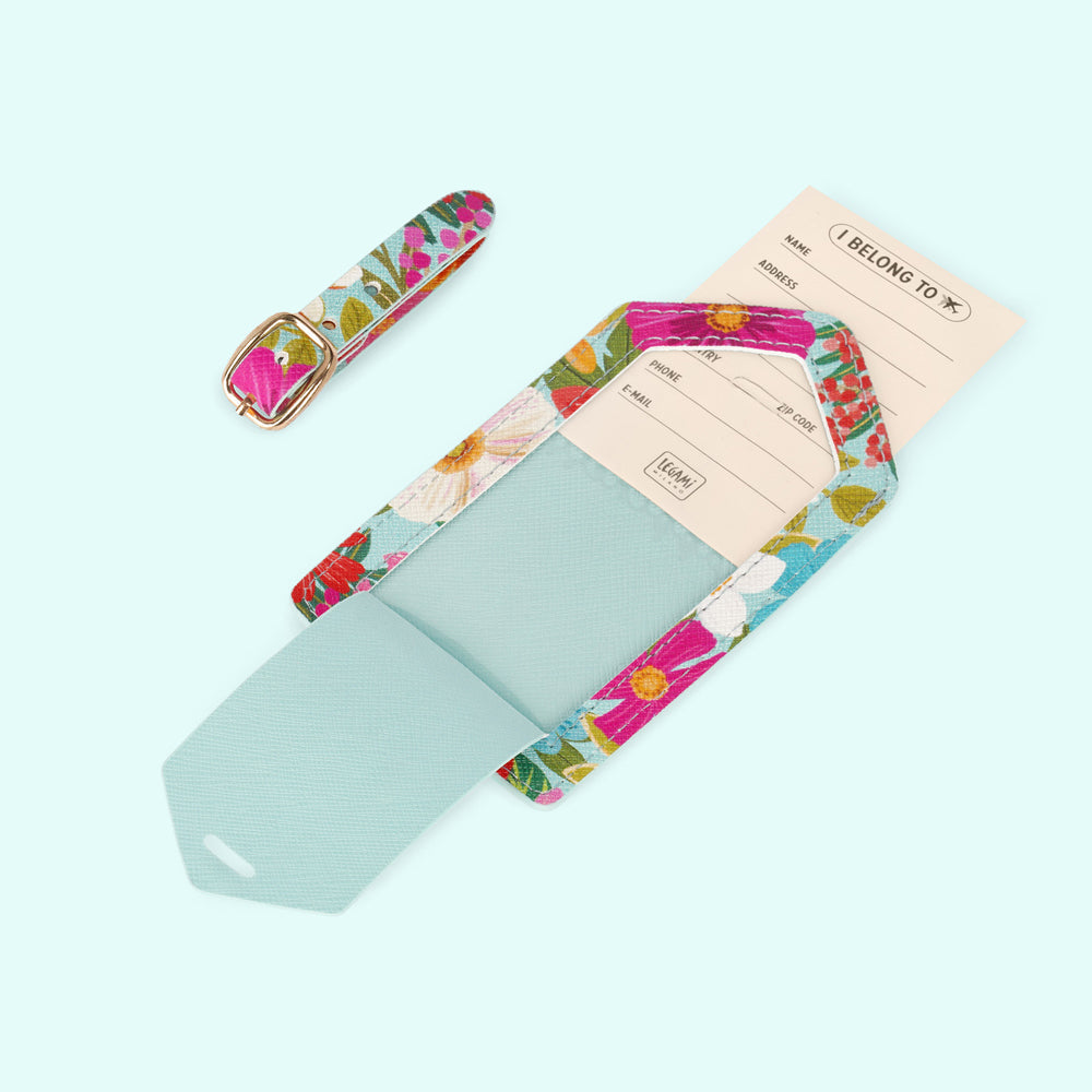 Legami PU Leather Suitcase Luggage Tag Label Personal Address/Nametag Flowers — image 4