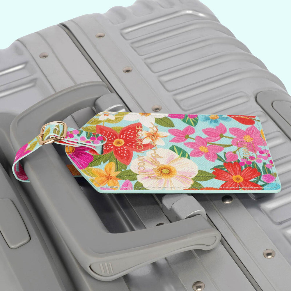 Legami PU Leather Suitcase Luggage Tag Label Personal Address/Nametag Flowers — image 5