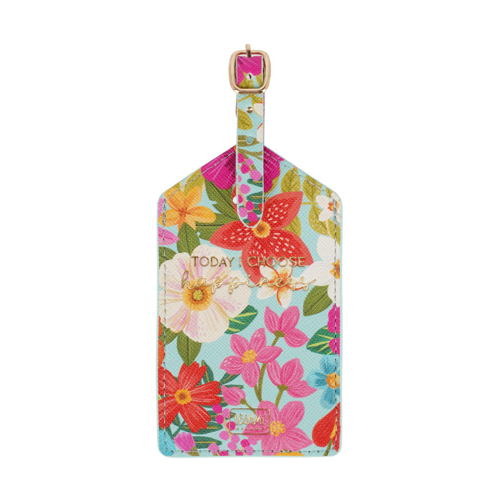 Legami PU Leather Suitcase Luggage Tag Label Personal Address/Nametag Flowers