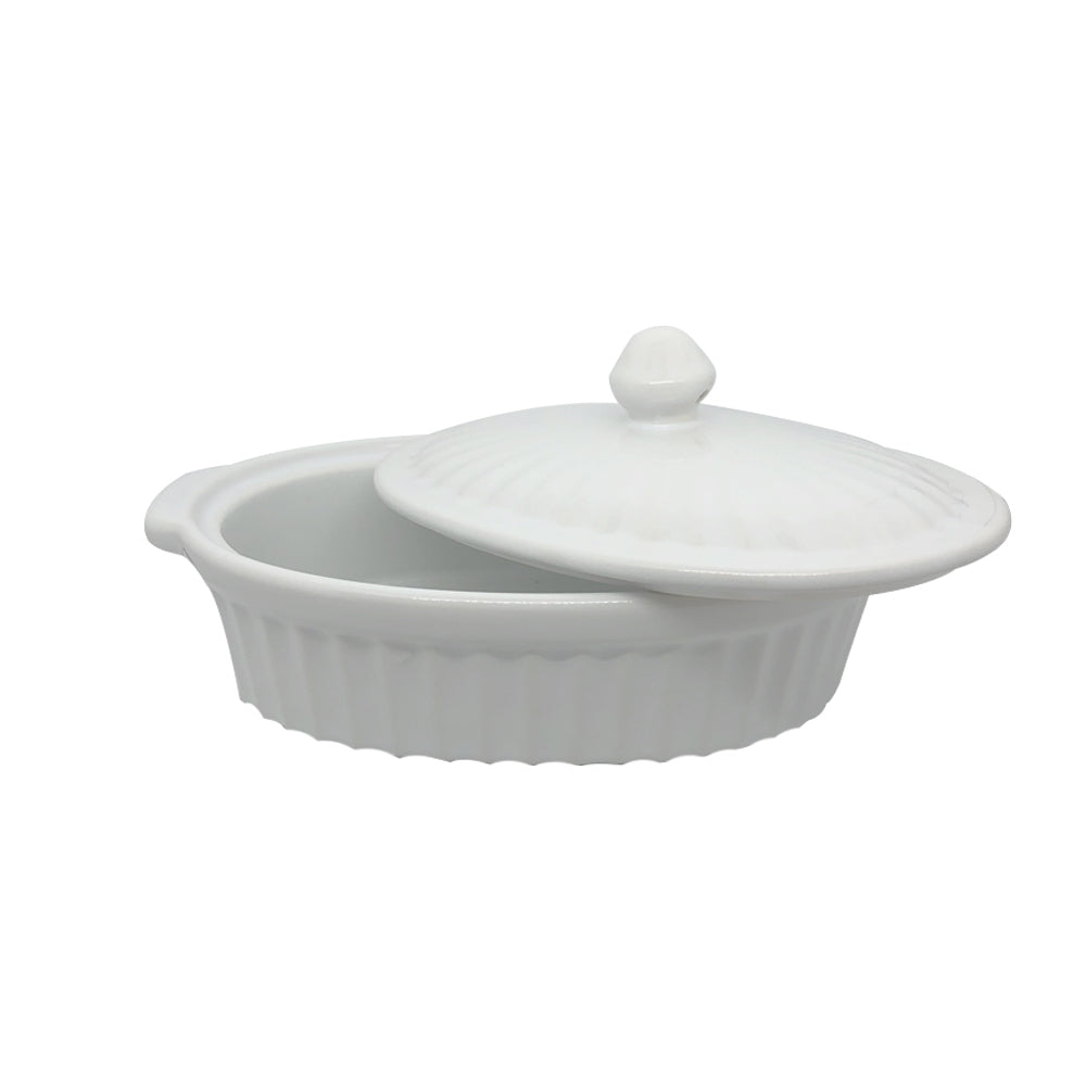 NLZ Ceramic Stoneware Kitchen Cooking Casserole Dish W/Cover (2 Pieces) — image 2