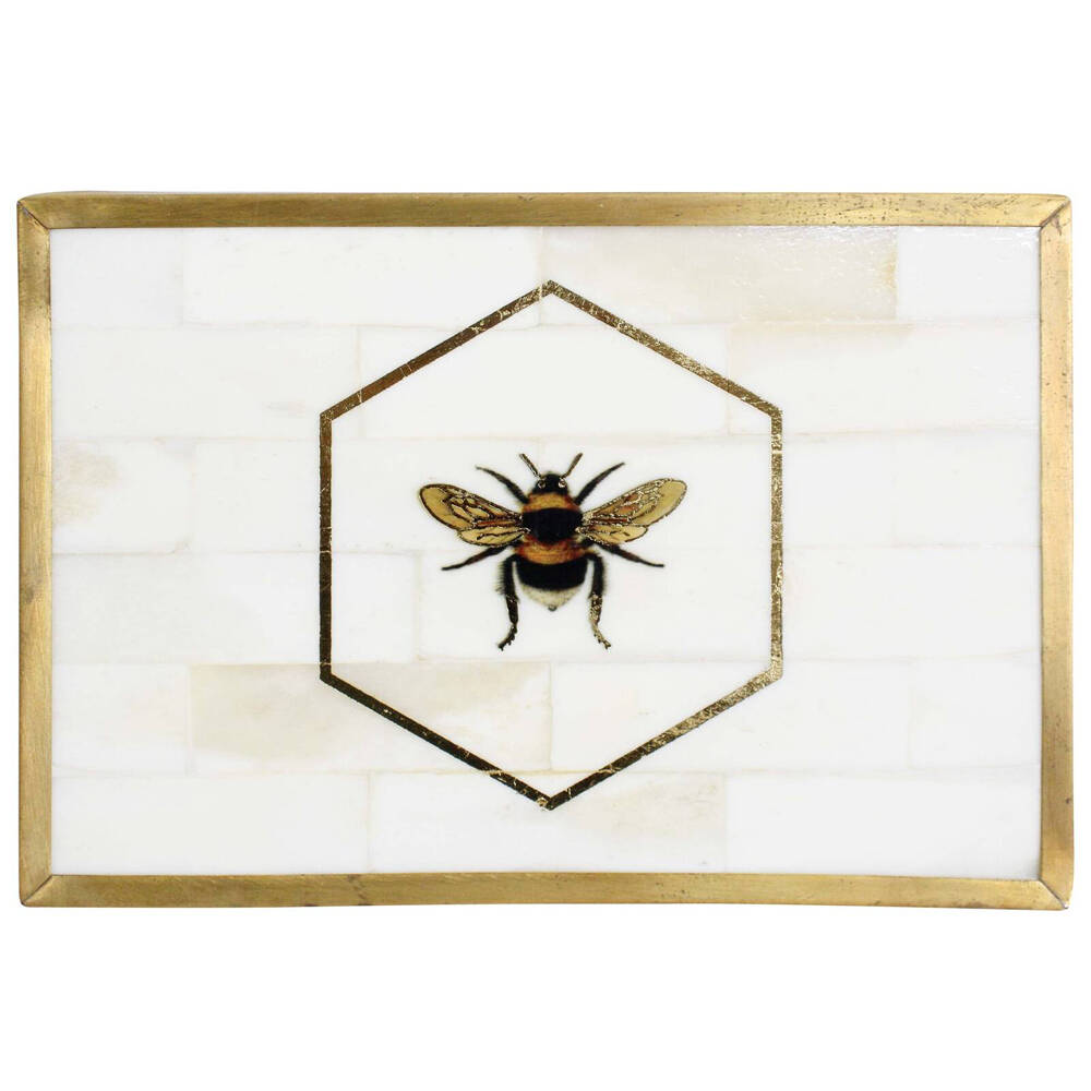 LVD Wooden Bee Box Brass Inlay Rectangular Trinket Home/Lounge Decor 15.88cm — image 2