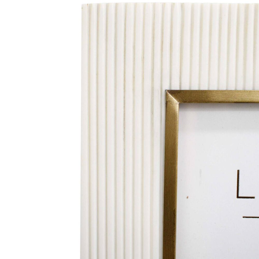 LVD 5x7 Photo Frame Brass Edge Picture Display Home/Room Tabletop Decor White — image 2