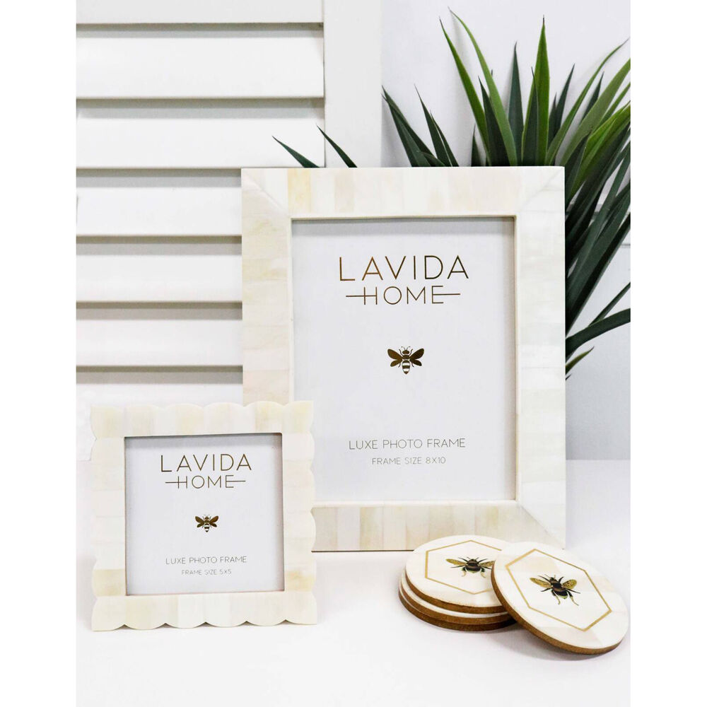 LVD 8x10 Picture/Photo Frame Tapered Bone/MDF Home/Room Tabletop Decor White — image 2