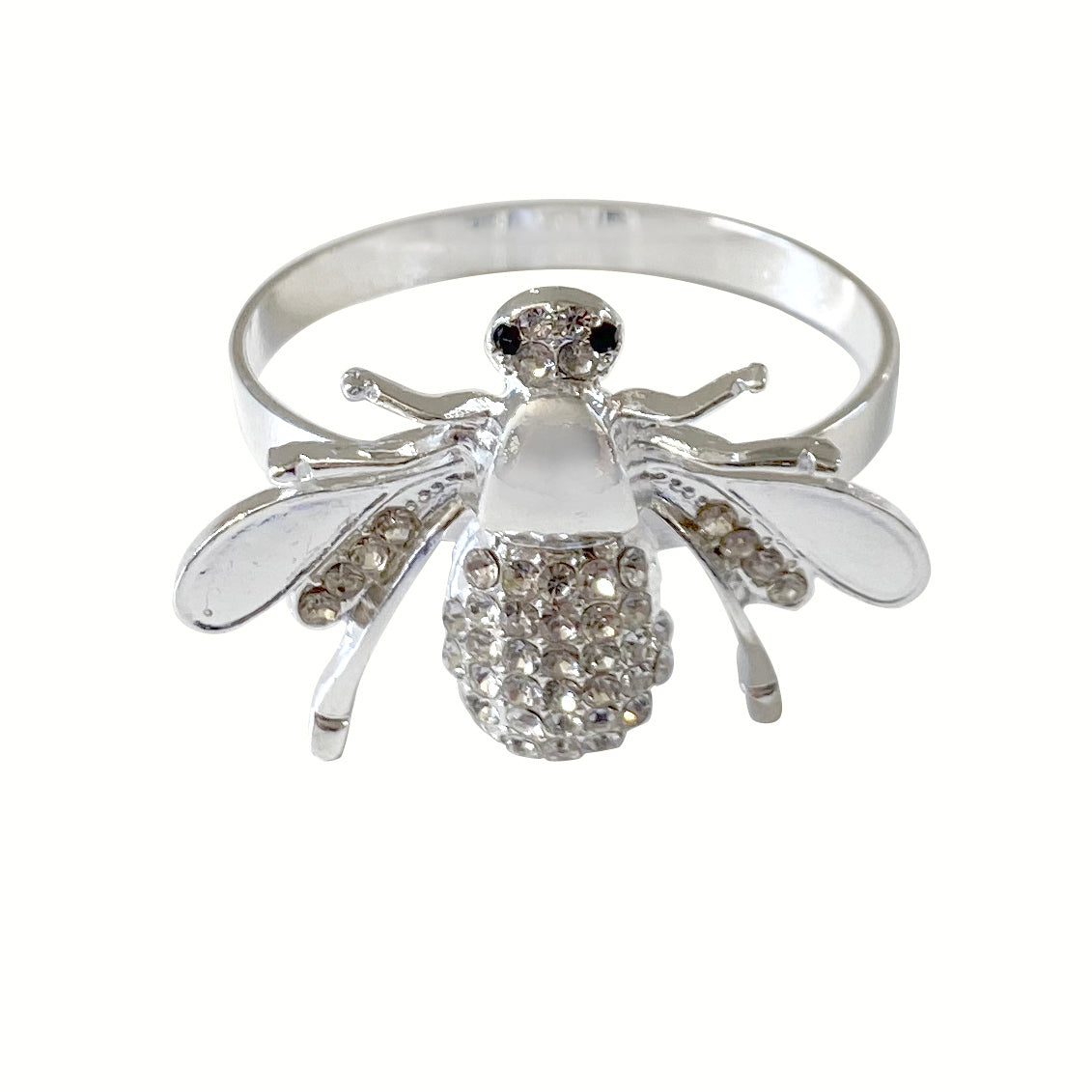 Unbranded Crystal 4cm Bee Silver Rhinestone Napkin Rings Holder Dinner/Occasions/Party (4 Pieces) — image 2
