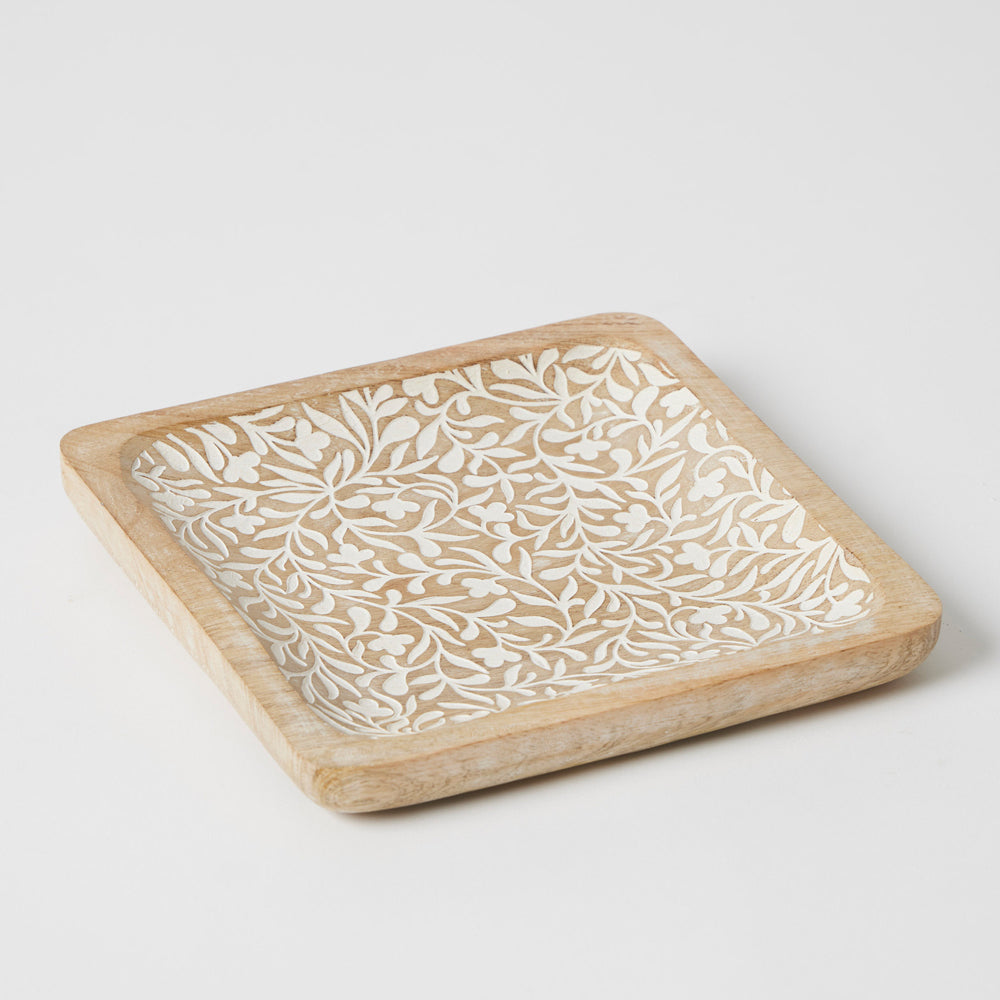 Pilbeam Living Wooden Ambretta Trinket Plates Set Home Decor White Wash (2 Pieces) — image 2