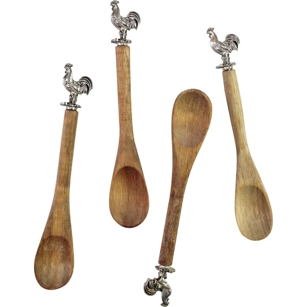 LVD Wood/Metal Teaspoons Rooster Tableware Home/Kitchen Decor 14cm Brown (4 Pieces) — image 2