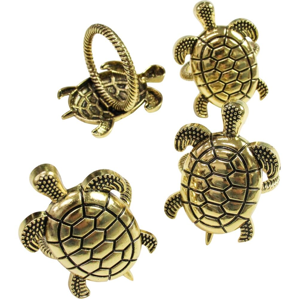 LVD Metal 16cm Napkin Rings Dinner/Party Dining Tablecloth Holder Turtles Gold (4 Pieces) — image 2