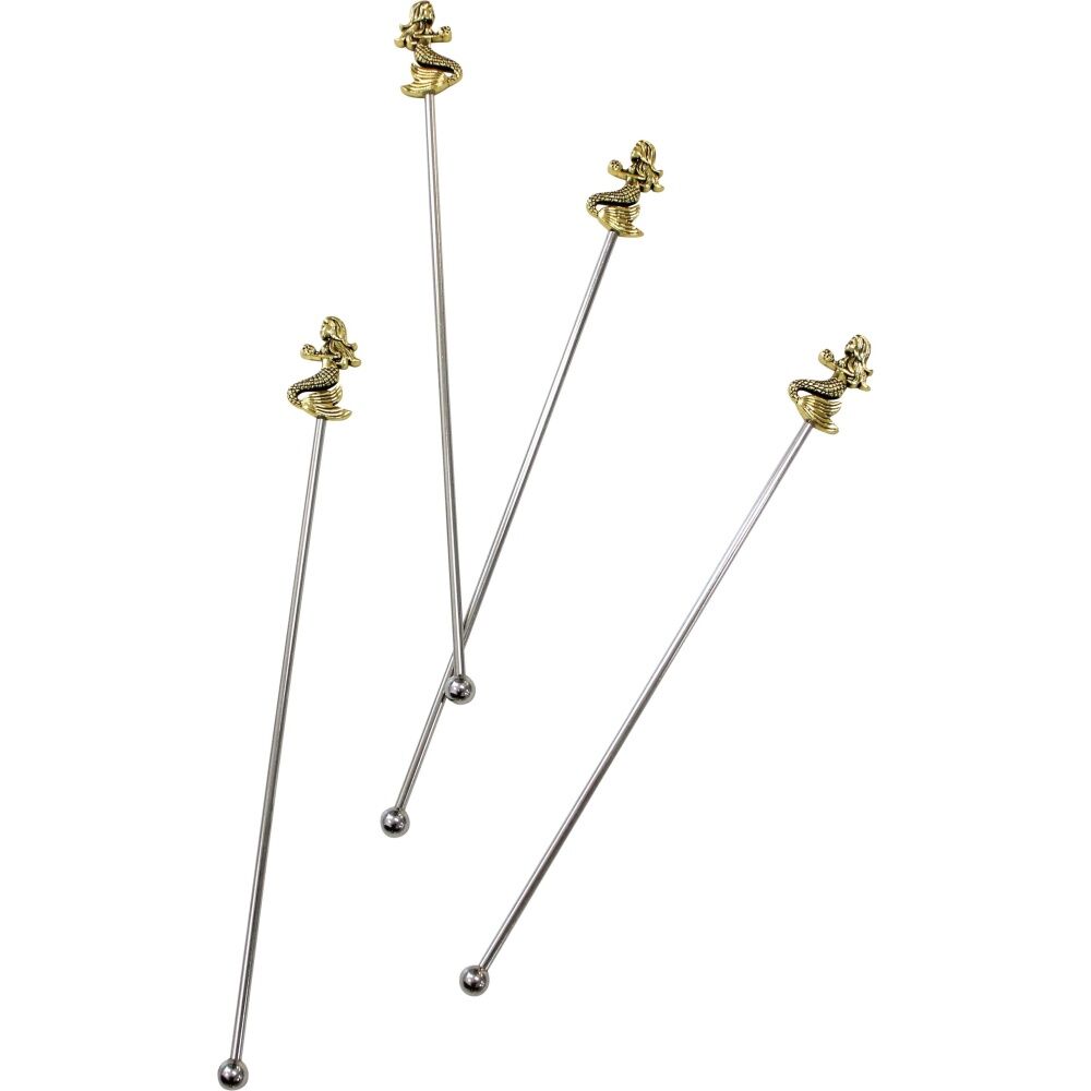 LVD Metal 22cm Cocktail Stirrer Mermaid Mixing Bar Spoon Stick Set Silver/Gold (4 Pieces) — image 2