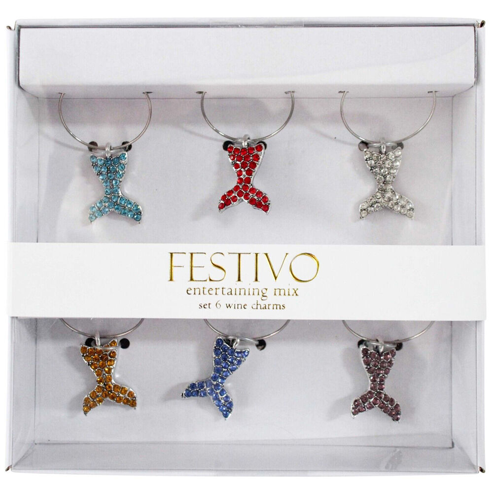 LVD Whale Tails Alloy Wine Glass Charms Set 13x12cm Multicoloured (6 Pieces) — image 2