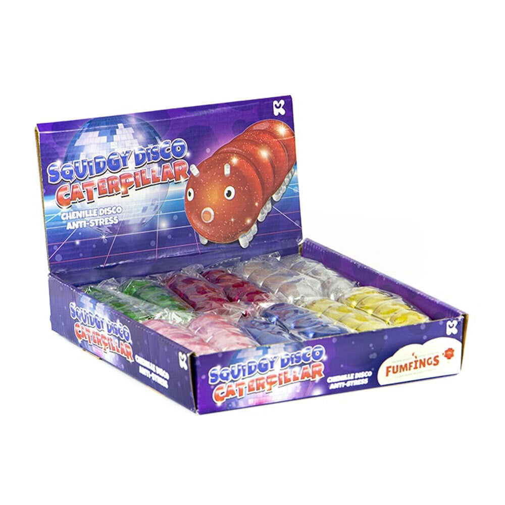Fumfings Novelty Squidgy Disco Caterpillars 10cm Squish Toys Kids/Child Asst (3 Pack) — image 2