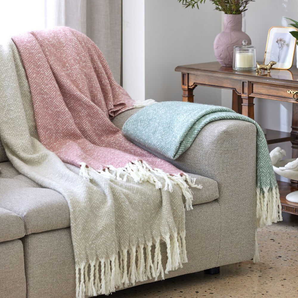Pilbeam Living Herringbone Throw Home Decor Blanket 127x152cm Rosewood — image 2