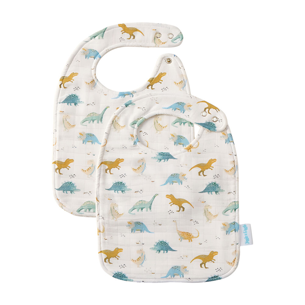 Jiggle & Giggle Baby Bib Cotton Muslin Burp Cloth Dallying Dinosaurs (2 Pieces)