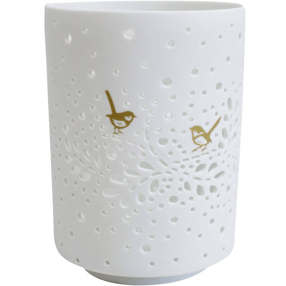 LVD Porcelain Tealight Candle Holder Midnight Bird 14cm Display Decor White (2 Pack) — image 2