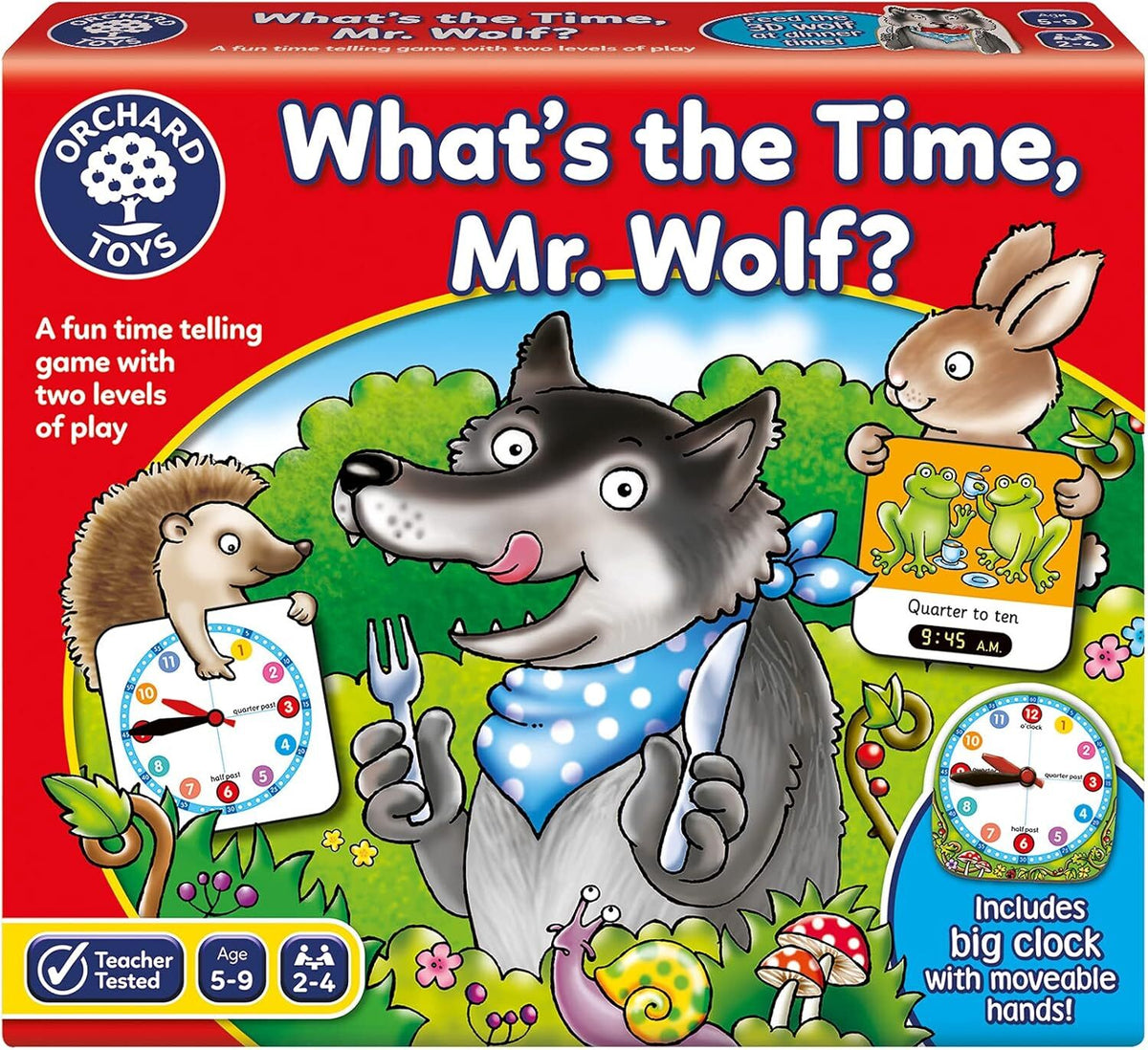 Orchard Toys What's The Time Kids Educational Numbers Mr. Wolf Puzzle Card Game