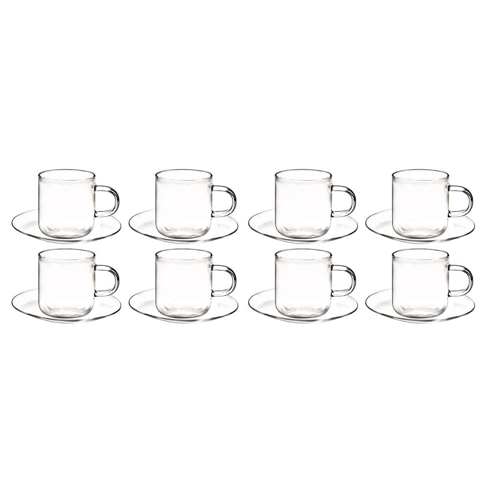 Coffee Culture 4pc Coffee Culture Odin 90ml Glass Beverage Espresso Cups & Saucers Set Clear (2 Pack)