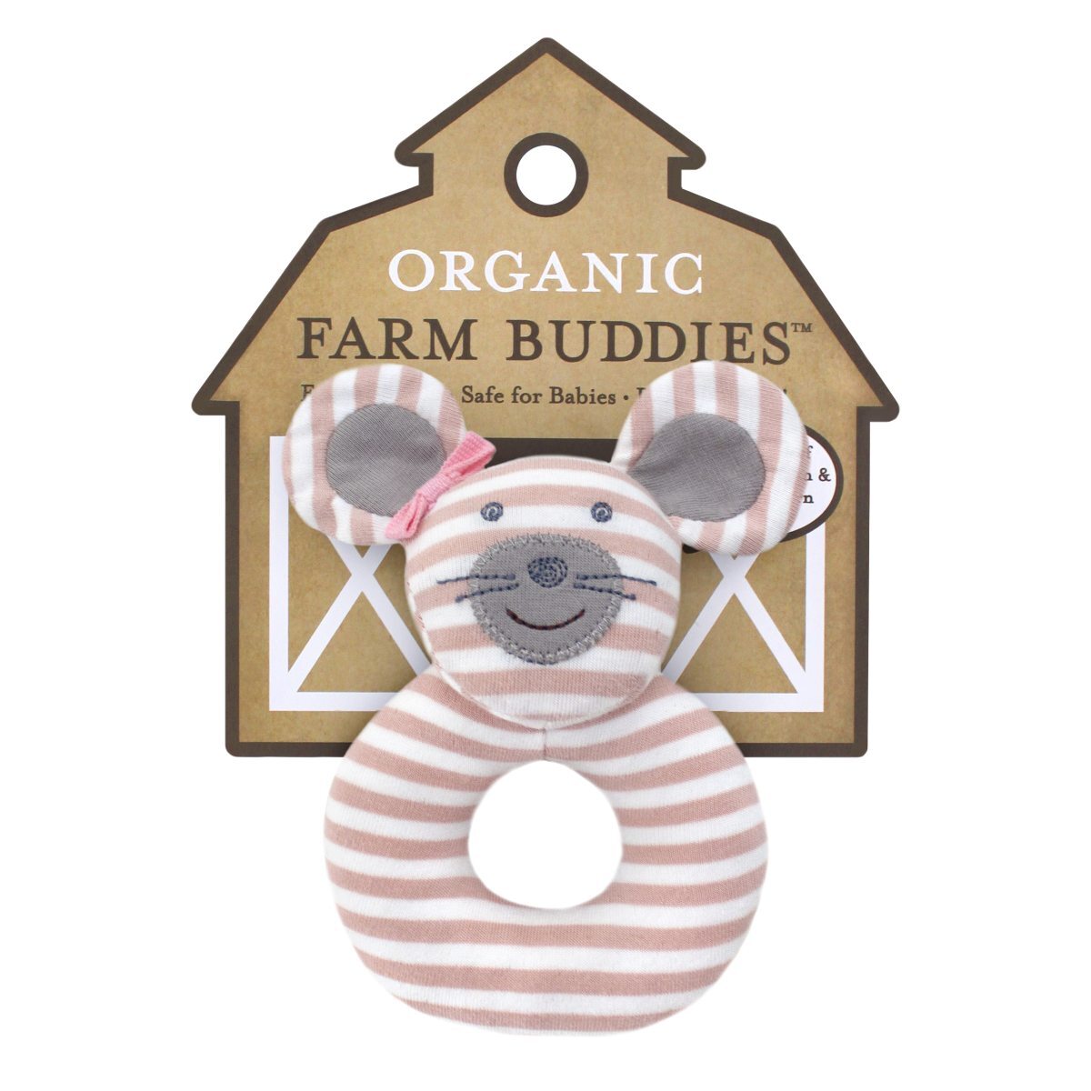 Organic Farm Buddies Cotton 13cm Teething Rattle Ballerina Mouse Baby/Infant 0m+ — image 2