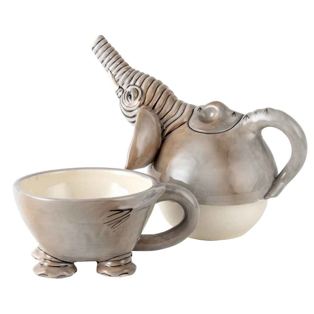 LMD Stoneware Elephant Tea For One Drinking Brewing Teapot Mug w/ Lid Set 21cm — image 2