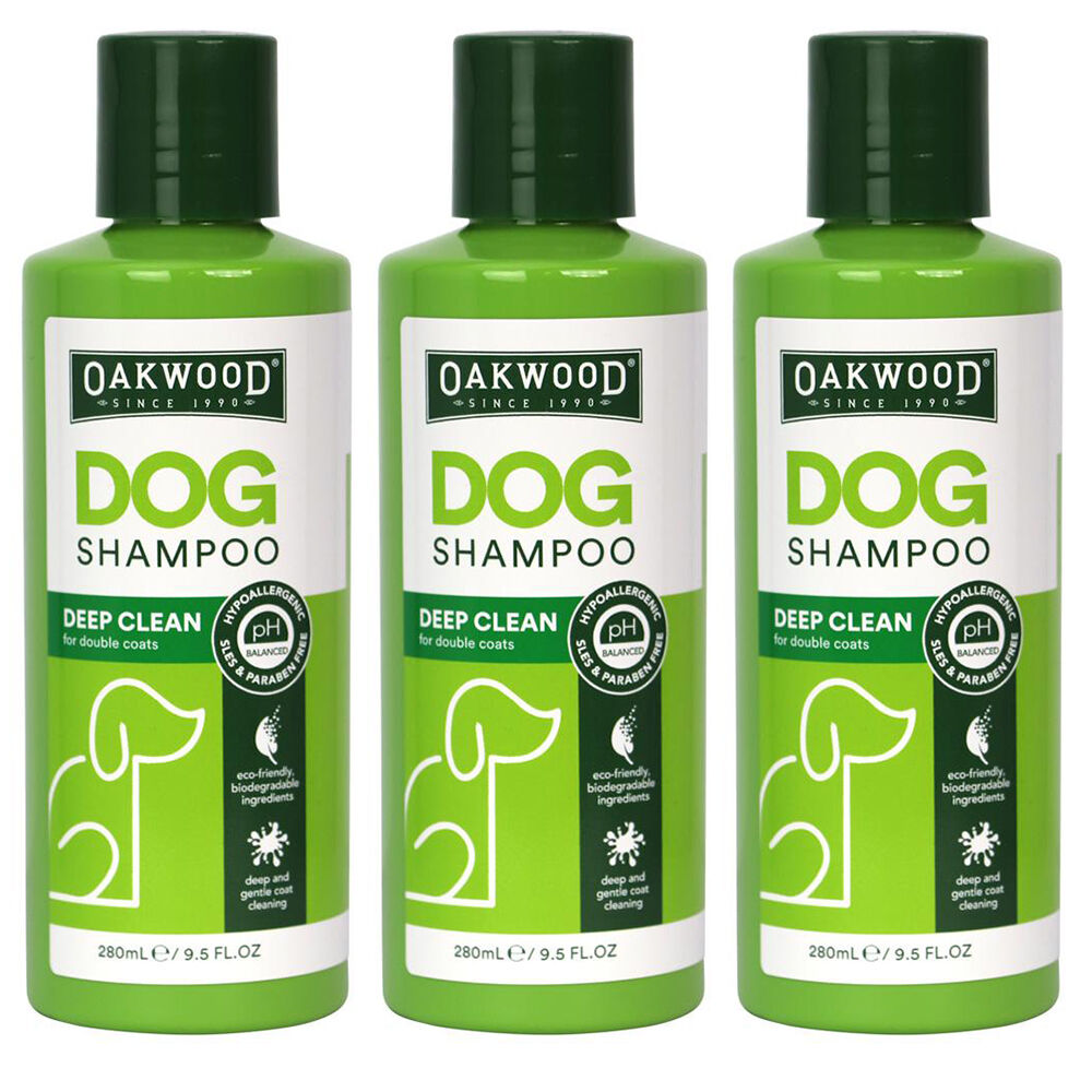 Oakwood 280ml Deep Clean Tea Tree Pet Dog Cleansing Shampoo for Double Coat (3 Pack)