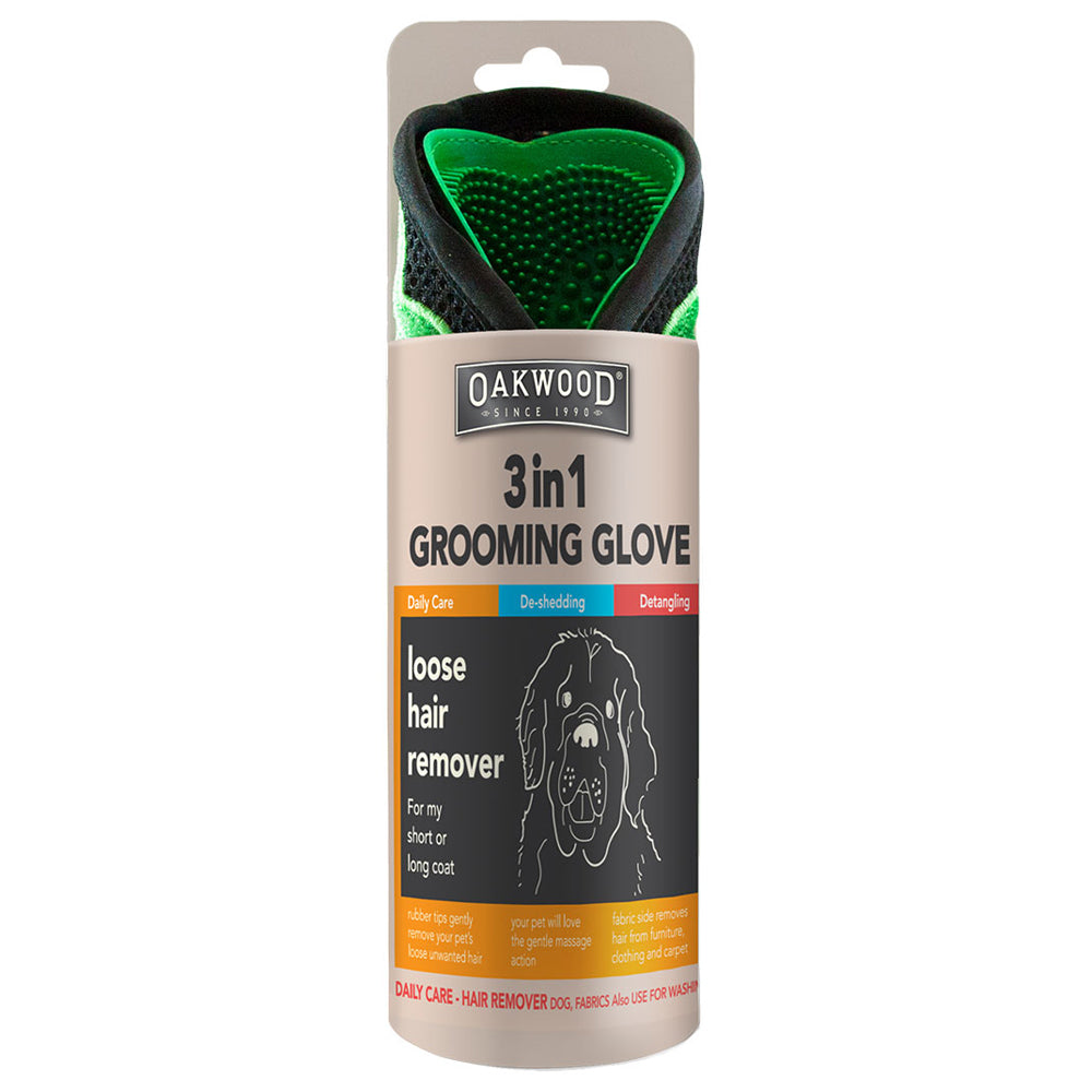 Oakwood 3 In 1 Grooming Glove Loose Hair Remover Dog/Cat Pet Deshedding Mitt (2 Pack) — image 5