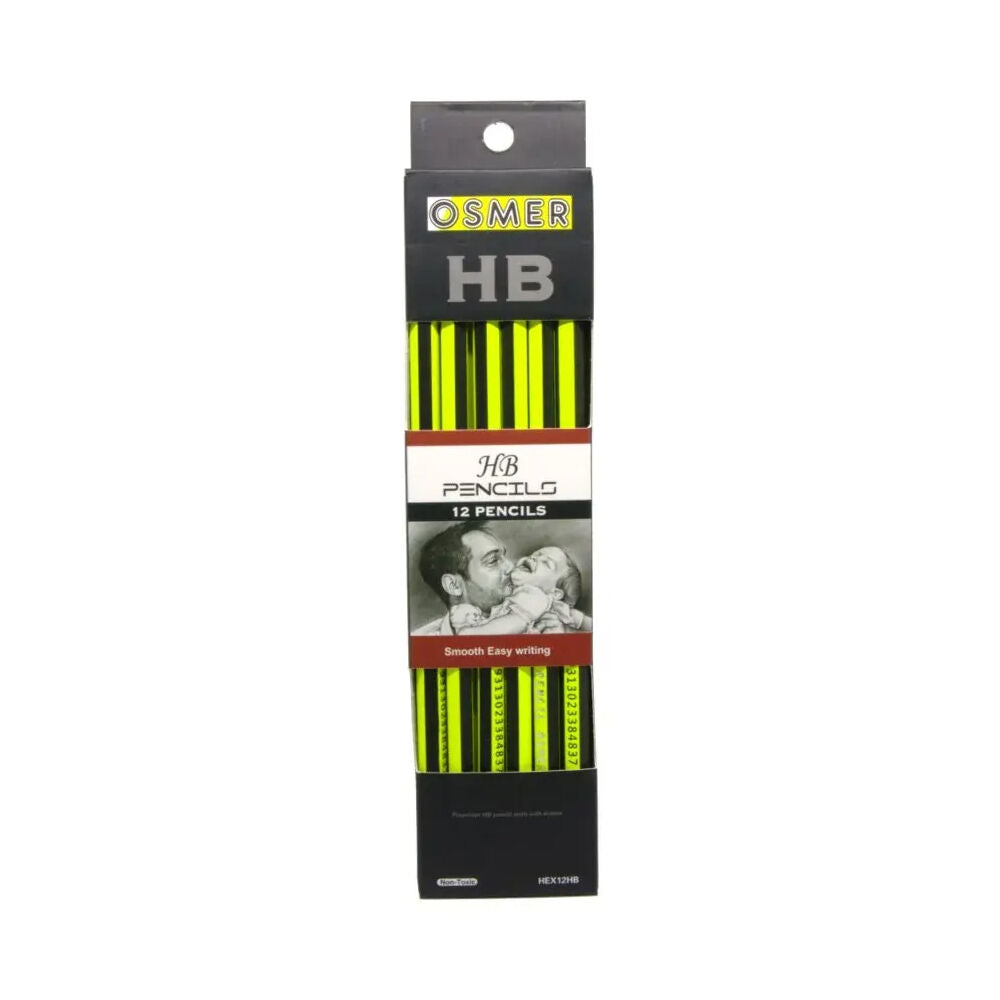 Osmer School Office Wood Case Hexagon Hb Pencil Premium With Eraser Box Of 12