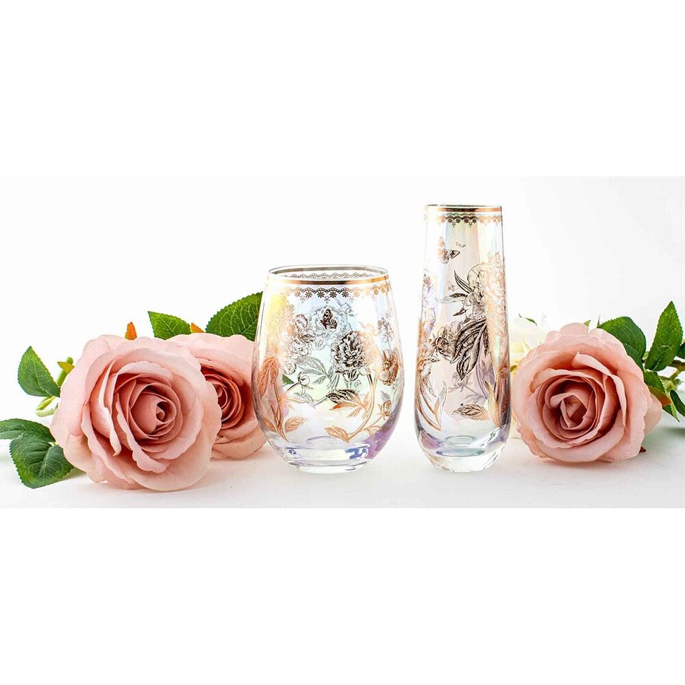 LMD 20 Year Roses Stemless Champagne Flutes Pair 16cm 180ml Bar Serveware (2 Pieces) — image 2