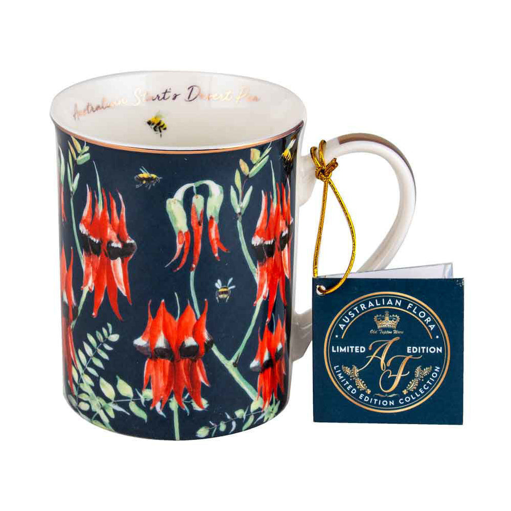 LMD Australia Flora Desert Pea 360ml Coffee Mug New Bone China Drink Cup w/ Handle